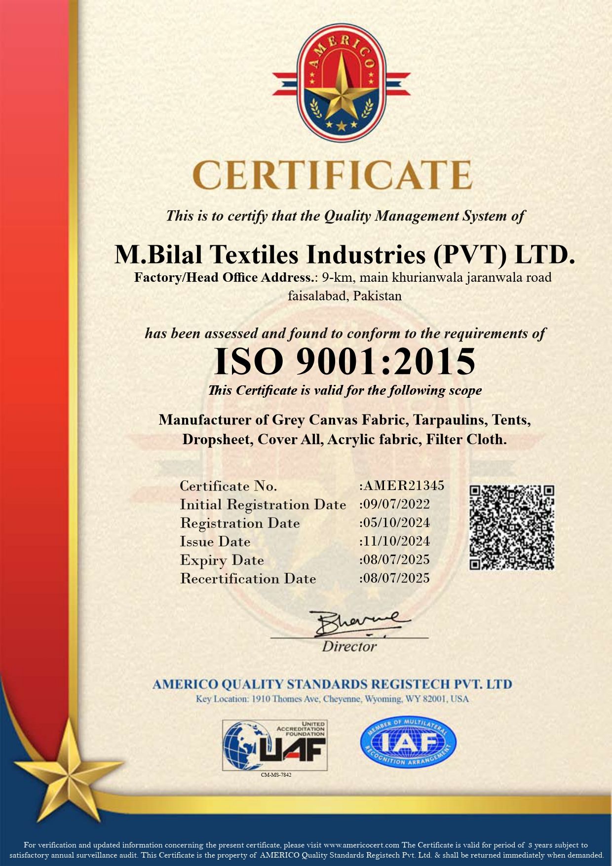 ISO 45001 certificate